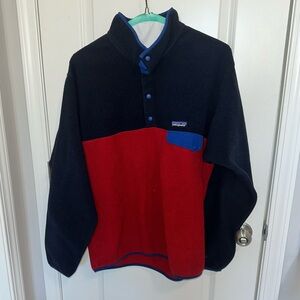 PATAGONIA Synchilla- Size Large- Blue and Red Thermal Pullover